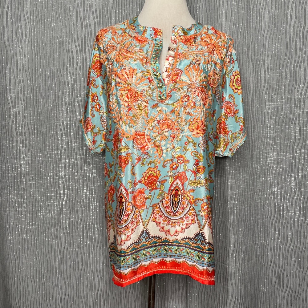 LOVE KYLA Embroidered Silk Blend Blouse